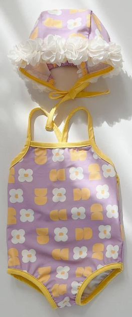 Baby Girl Flower Pattern Fashion Swimwear Sets