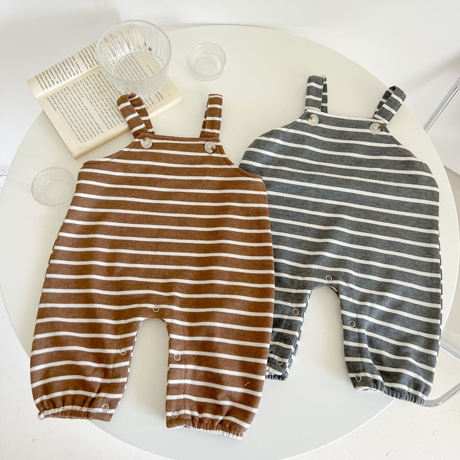 Baby Striped Pattern Simple Style Cotton Overall In Autumn My Kids-USA