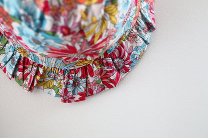 Bebé niña flor patrón mariposa manga diseño lindo vestido con sombrero 