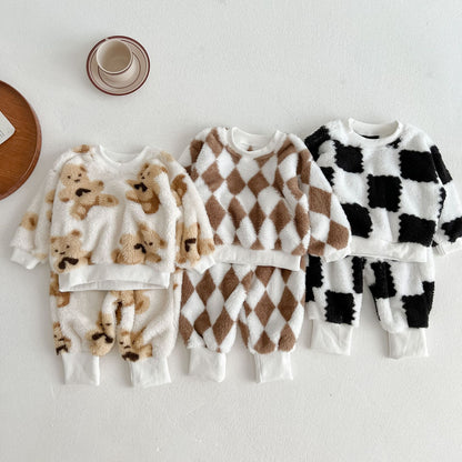 Baby Fashion Pattern Double-Sided Fleece Long Sleeve Sets My Kids-USA