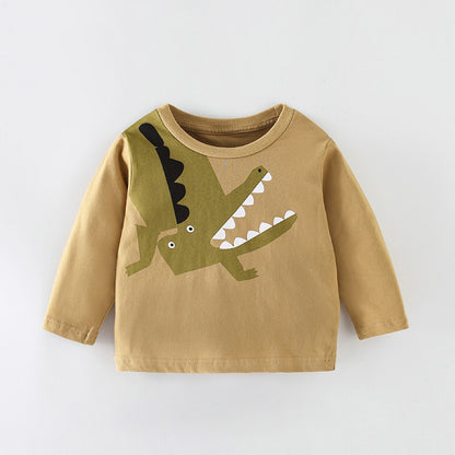 Baby Boy Cartoon Animal Graphic Long Sleeve Autumn Shirt My Kids-USA