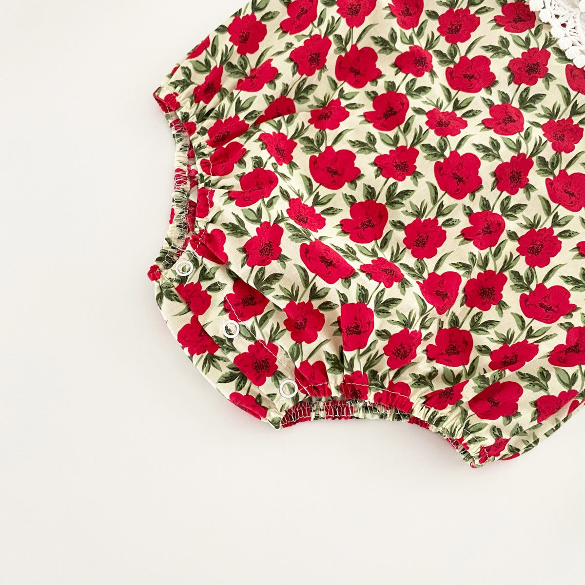Baby Girl Flower Pattern Labeled Collar Design Long Sleeve Bodysuit My Kids-USA