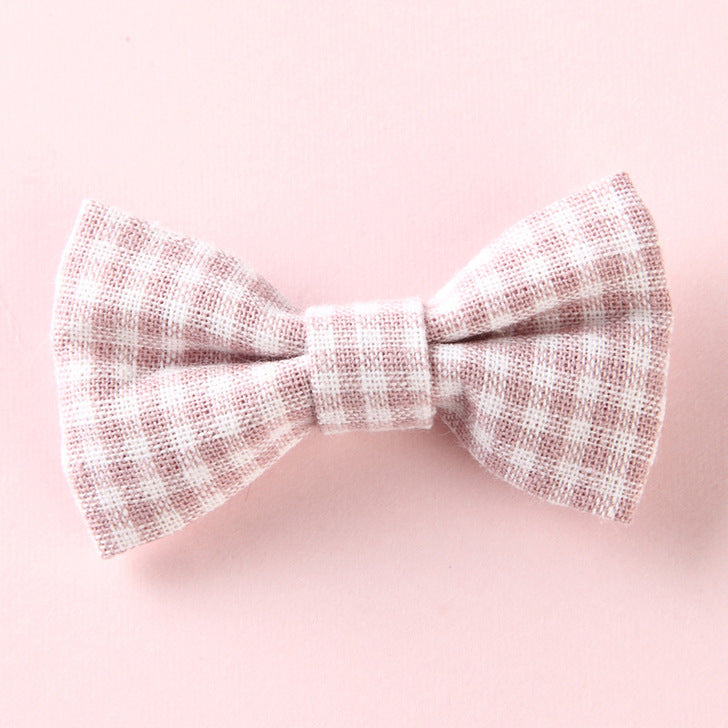 Girls Plaid Pattern Bow Tie Hair Fabric 2 pc. Clips Handmade Accessory, MyKids-USA®, Hair Pins, Claws & Clips, MyKids-USA - Size/Age - Average Size (0-8Y - Color - Pink -  -  - JM2204291457-C