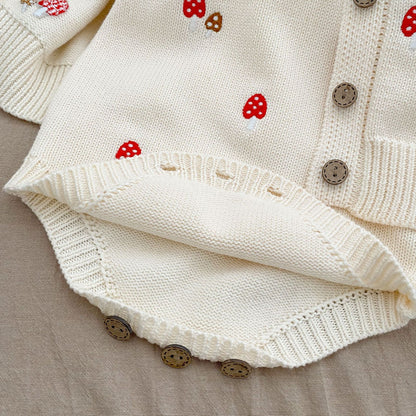 Bebé niña bordado patrón sin mangas onesies con cárdigan conjuntos 