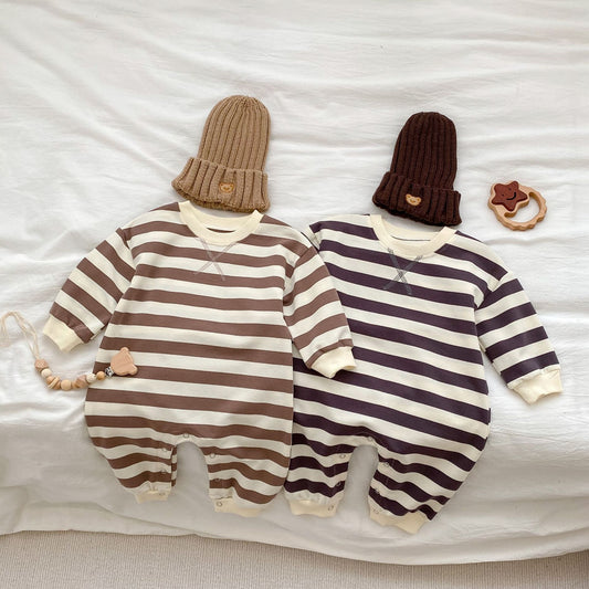 Baby Striped Pattern Long Sleeve Casual Jumpsuits