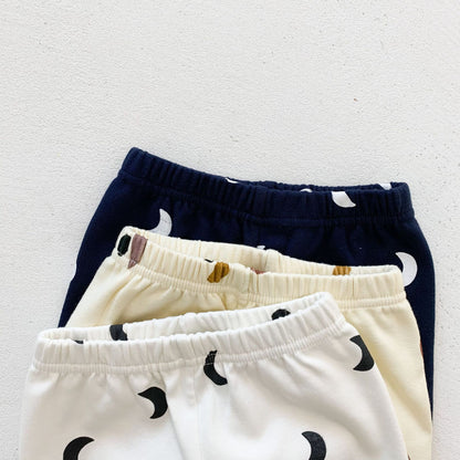 Baby Girls Moon Print Stylish Top Combo Long Pants In Sets