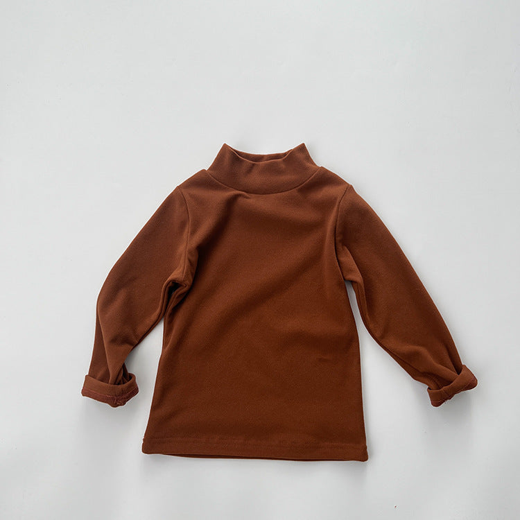 Baby Solid Color High Neck Long Sleeve Pullover Shirt Tops, MyKids-USA®, Baby & Toddler Outerwear, MyKids-USA - Size/Age - 80 (9-12M) - Color - Coffee -  -  - JM2211131632-D