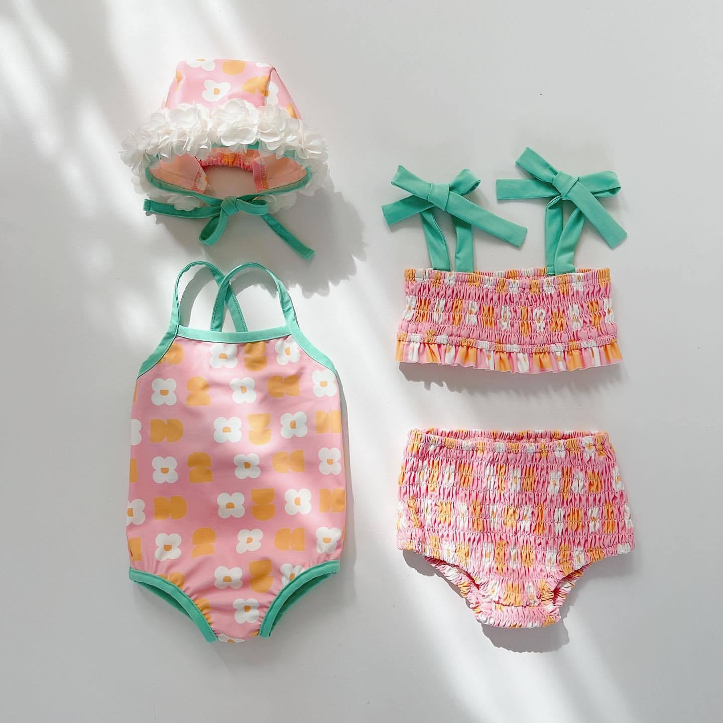 Baby Girl Flower Pattern Fashion Swimwear Sets