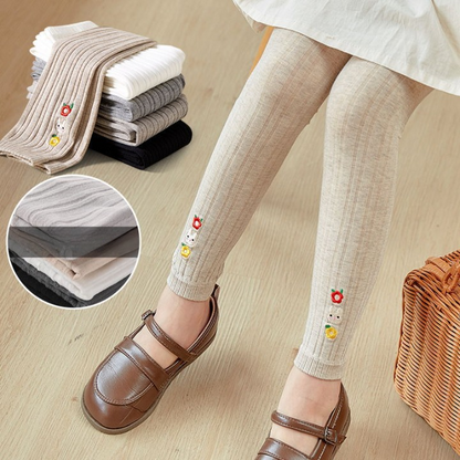 Baby Girl Embroidered Pattern Solid Color Soft Cotton Leggings, MyKids-USA®, Baby & Toddler Bottoms, MyKids-USA -  -  -  -  -  -  - 
