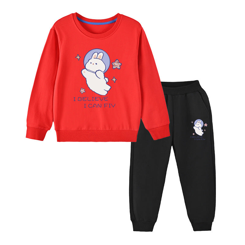 Baby Girl Cute Bunny Graphic Hoodie Combo Loose Trousers Soft Cotton Sets - 2 My Kids-USA