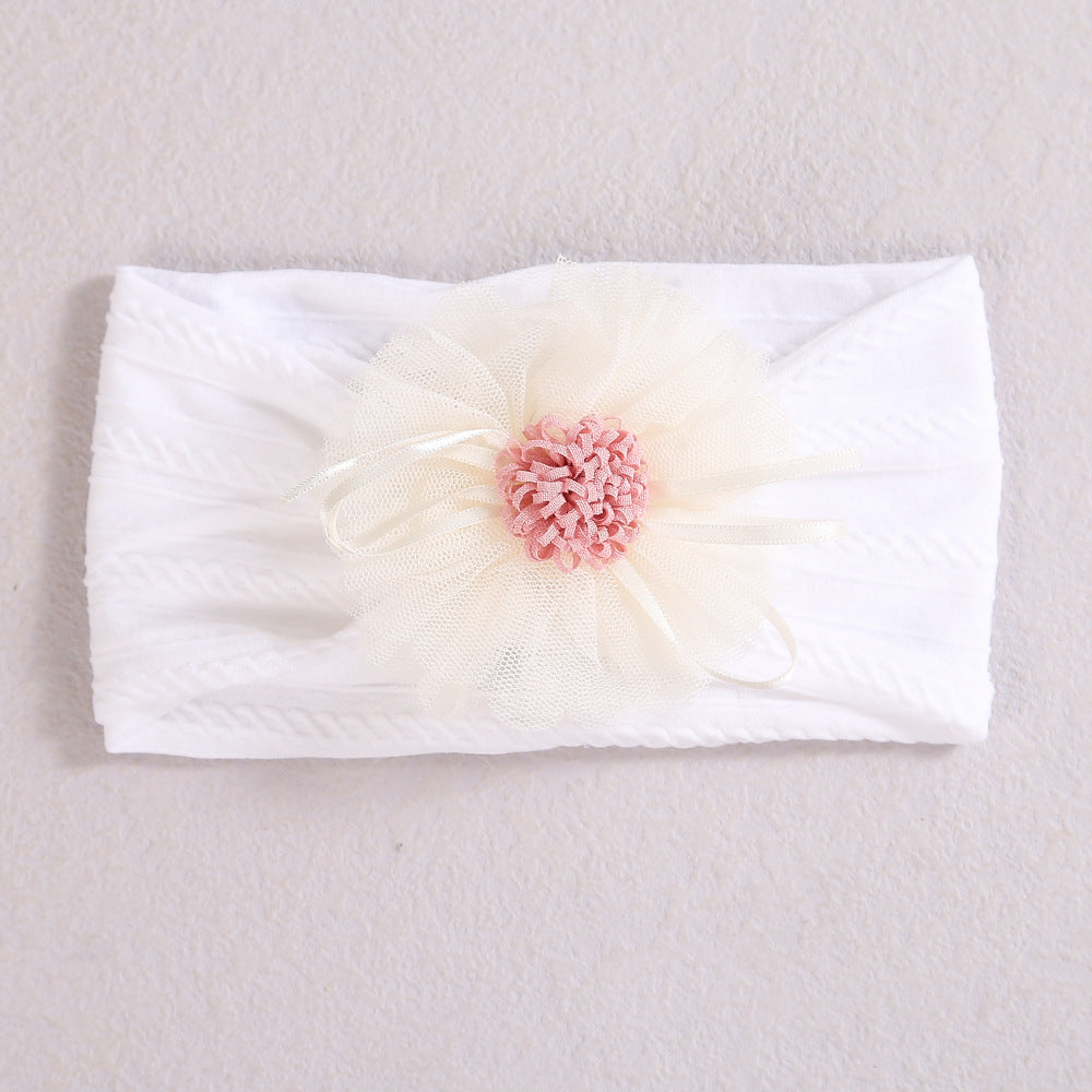 Baby Lace Floral Elastic Cotton Headband, MyKids-USA®, Headbands, MyKids-USA - Size/Age - Average Size (0-12Y) - Color - White -  -  - JM2204282026-K