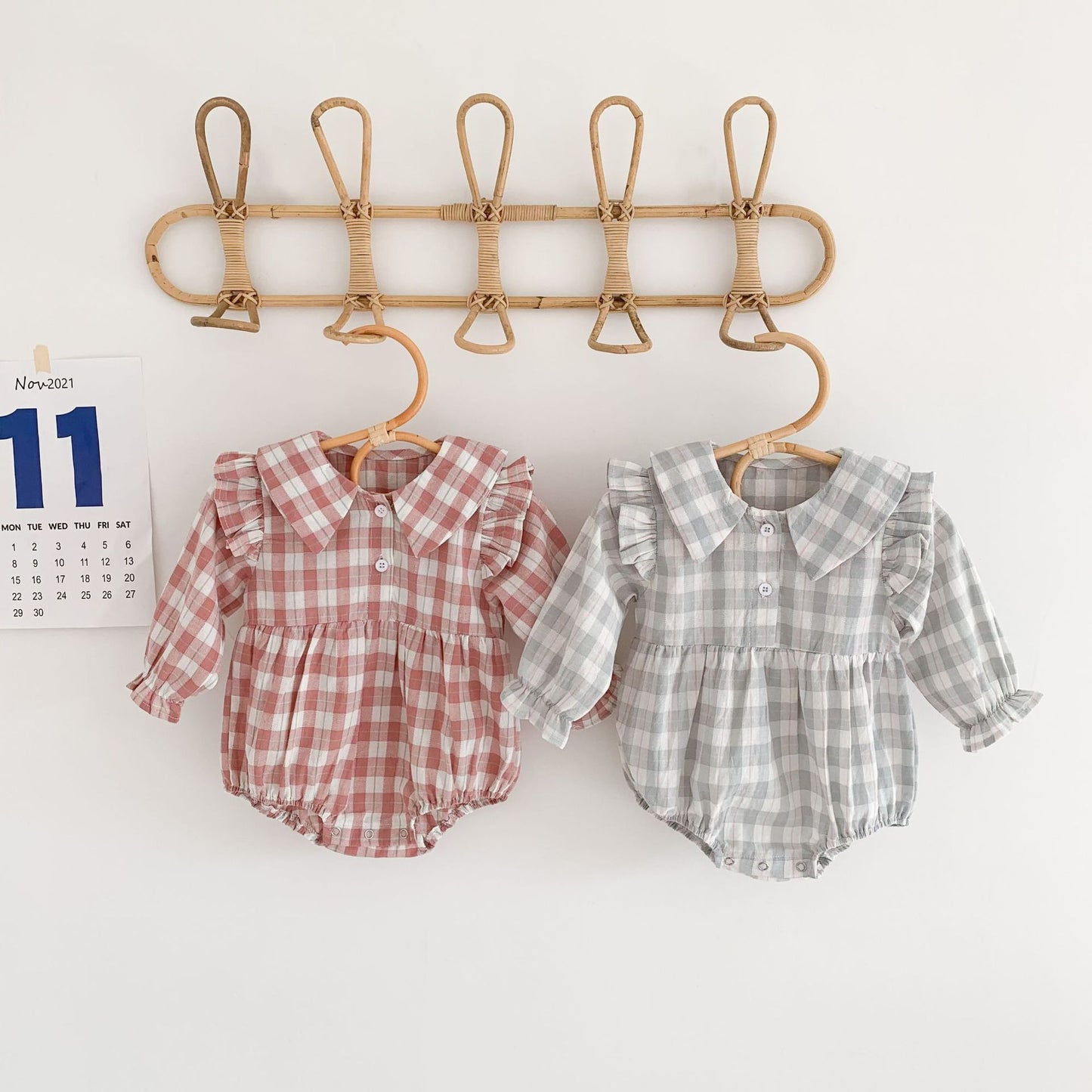 Baby Girl Plaid Onesie Combo Hollow Out Vest