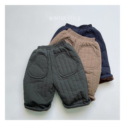 Baby Solid Color Cotton Quilted Winter Pants Outfits My Kids-USA