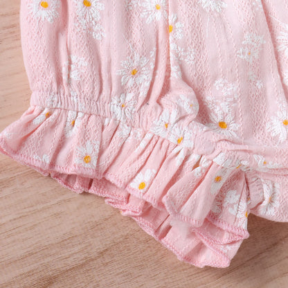 Baby Girl Floral Print Ruffle Hem Design Tops Combo Shorts Sets My Kids-USA