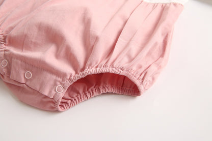 Baby Girl False 1 Pieces Design Petal Collar Design Bow Patched Bodysuit Onesies My Kids-USA