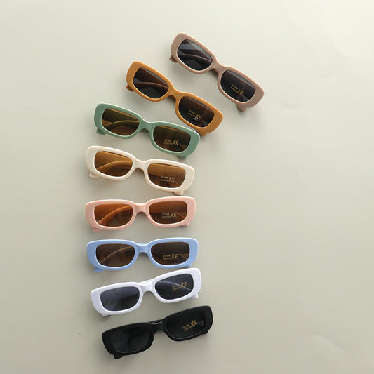 Gafas de sol de moda con marco cuadrado de color caramelo para niños 