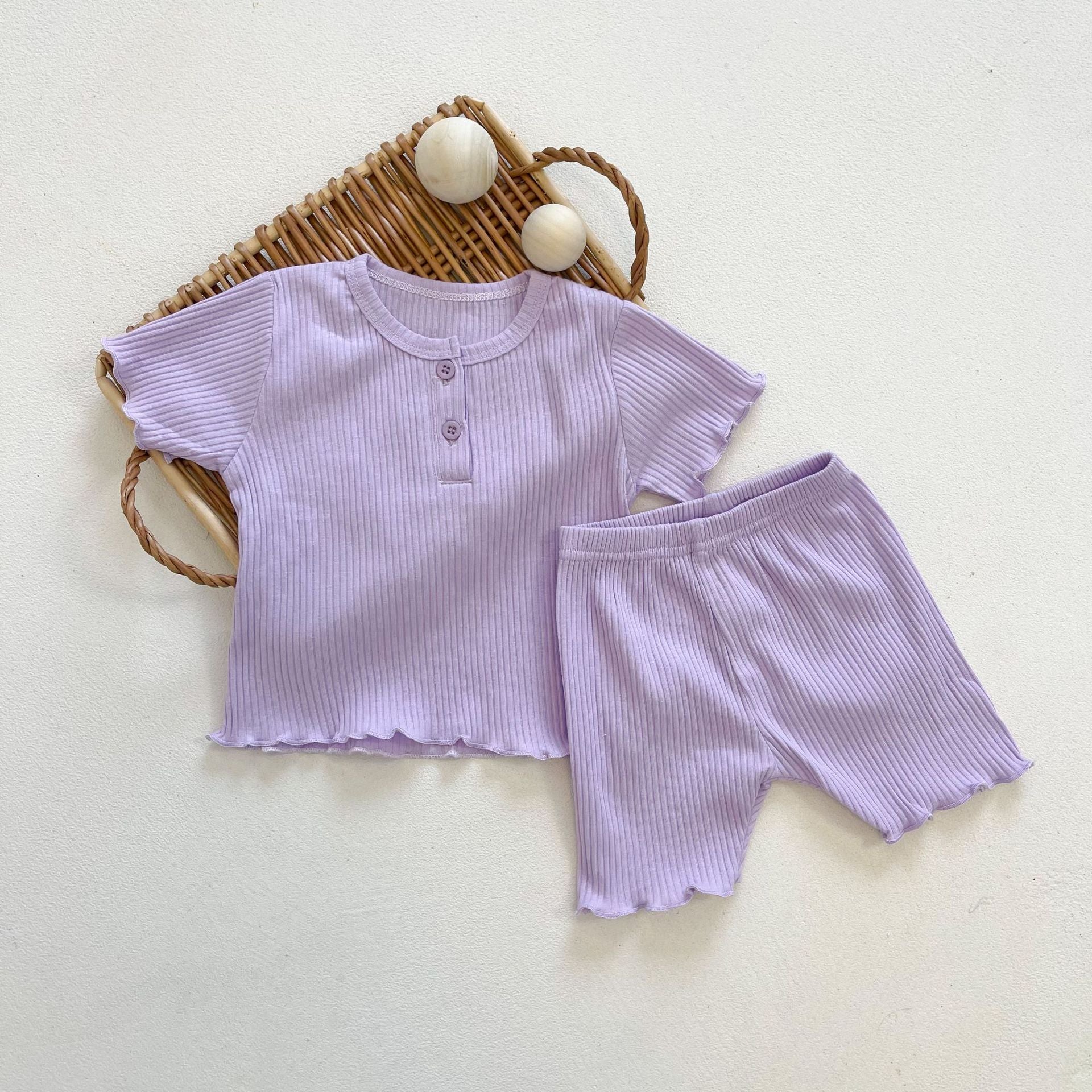 Baby Girl Solid Candy Color Top Combo Solid Pants In Sets My Kids-USA