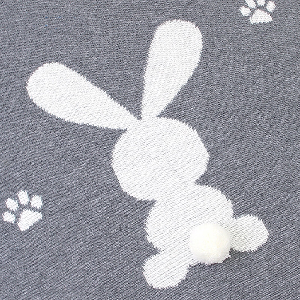 Baby Cartoon Rabbit & Footprints Embroidered Graphic 3D Tail Blanket My Kids-USA