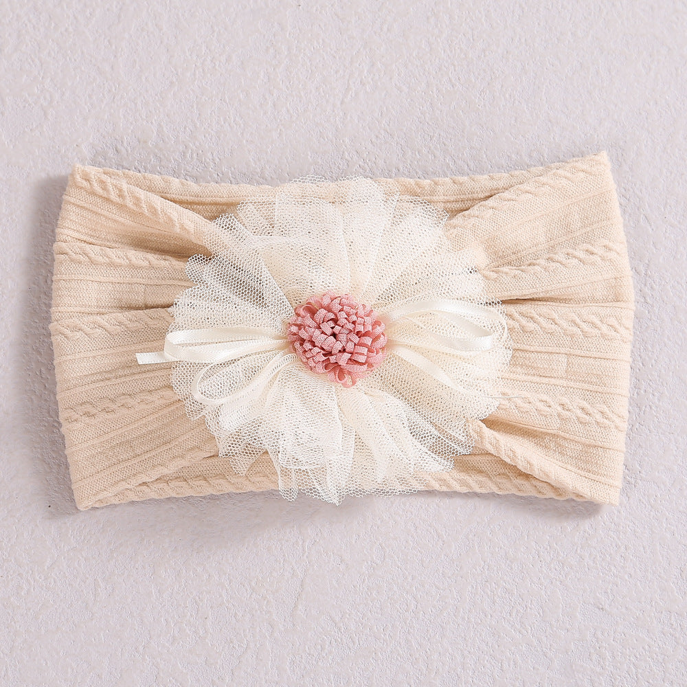 Baby Lace Floral Elastic Cotton Headband, MyKids-USA®, Headbands, MyKids-USA - Size/Age - Average Size (0-12Y) - Color - Apricot -  -  - JM2204282026-A