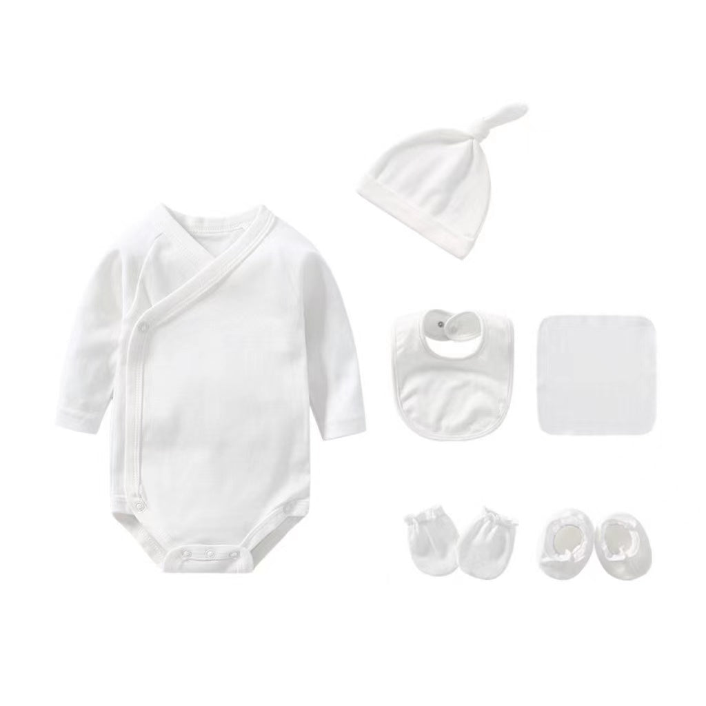 Newborn Solid Color Cotton Bodysuit Thin Style Sets, MyKids-USA®, Baby One-Pieces, MyKids-USA - Size/Age - 52 (Newborn) - Color - White -  -  - JM2212101435-E.