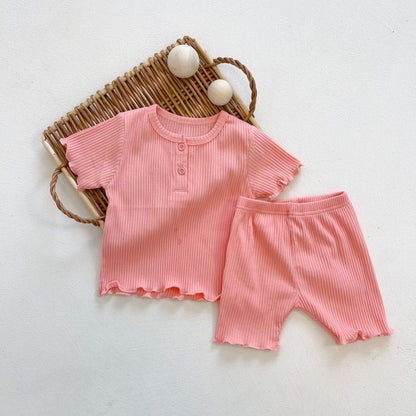 Baby Girl Solid Candy Color Top Combo Solid Pants In Sets My Kids-USA