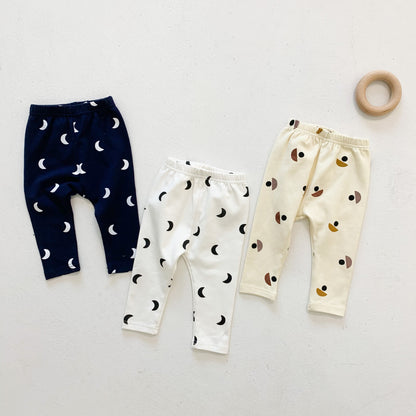 Baby Girls Moon Print Stylish Top Combo Long Pants In Sets