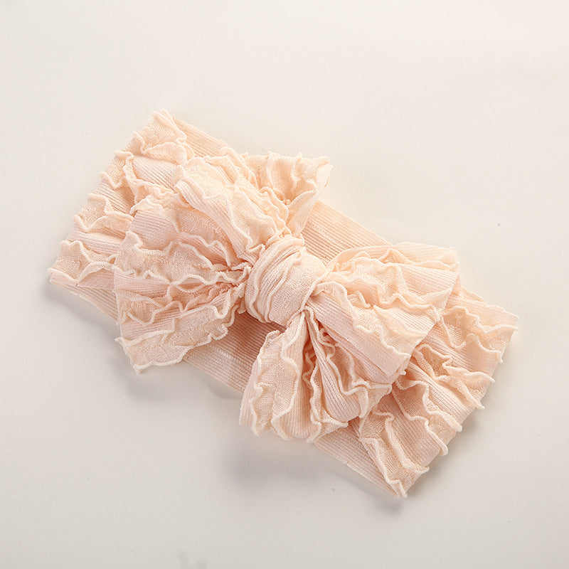 Baby Solid Color Elastic Handmade Big Bow Headband, MyKids-USA®, Headbands, MyKids-USA - Size/Age - Average Size (0-12Y) - Color - Apricot -  -  - JM2204281844-A