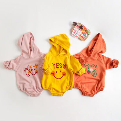Baby Girl 1pcs Cartoon Pattern Long Sleeved Funny Onesies With Hat My Kids-USA