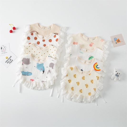 Bavoirs de conception de ceinture de dentelle de modèle imprimé par bébé pour le bébé nouveau-né 