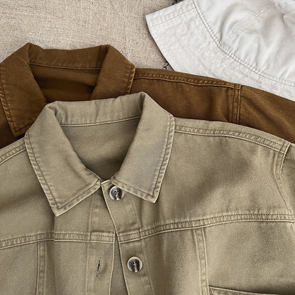 Abrigo de chaqueta de estilo japonés fresco de denim de color sólido para bebé 