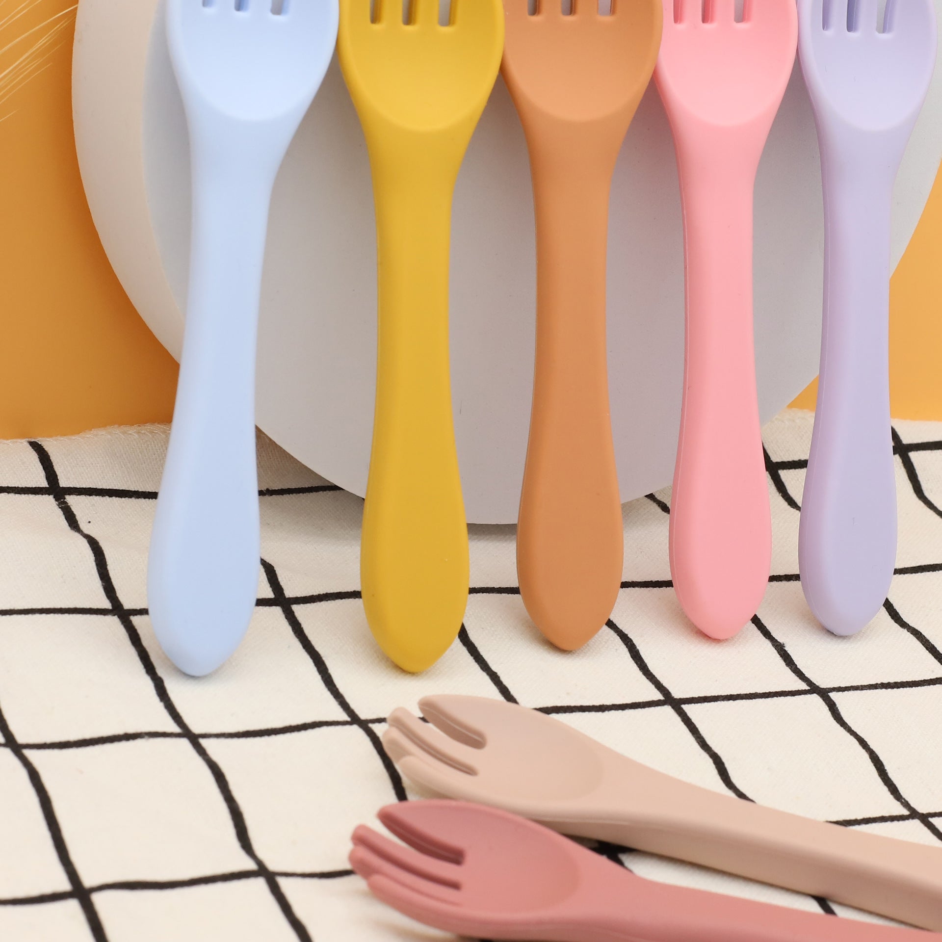 Baby Food Grade Complementary Food Training Silicone Spoon Fork Sets –  MyKids-USA™