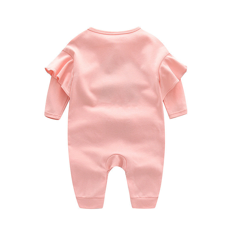 Baby Girl False Bow Pattern Ruffle Design Long Sleeves Jumpsuit My Kids-USA