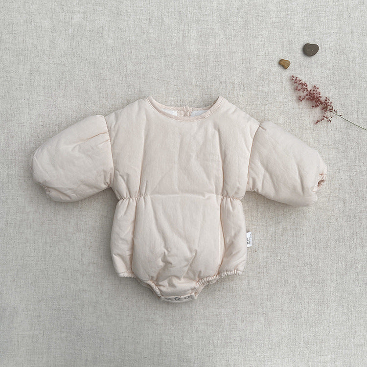 Body de invierno de manga larga acolchado térmico de color liso para bebé 