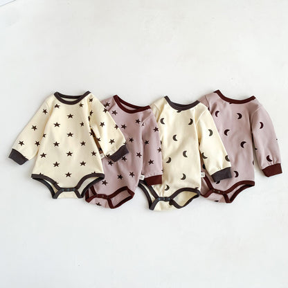 Tops de manga larga con cuello redondo y estampado de bebé con conjuntos de pantalones 