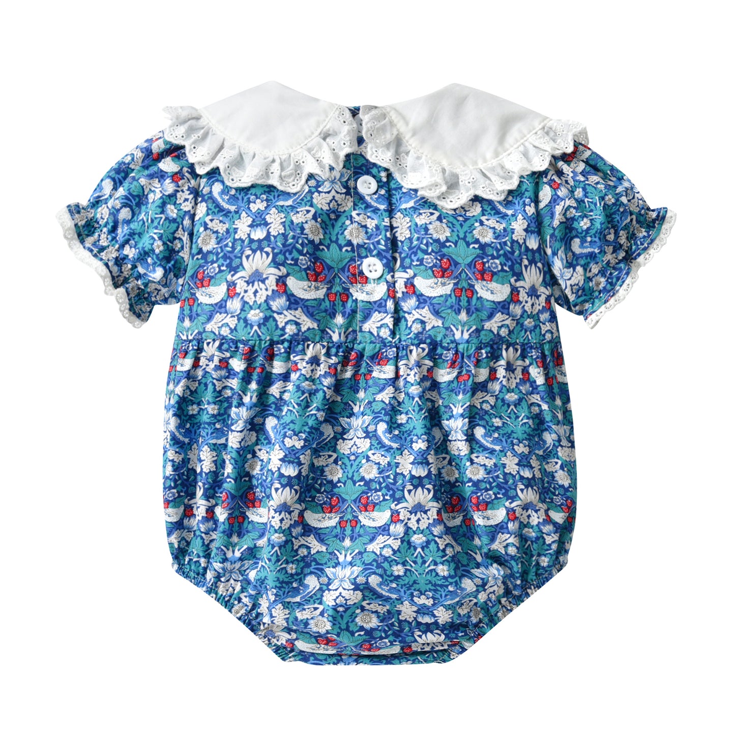 Baby Girl Floral Print Doll Collar Short-Sleeved Comfy Summer Onesies My Kids-USA