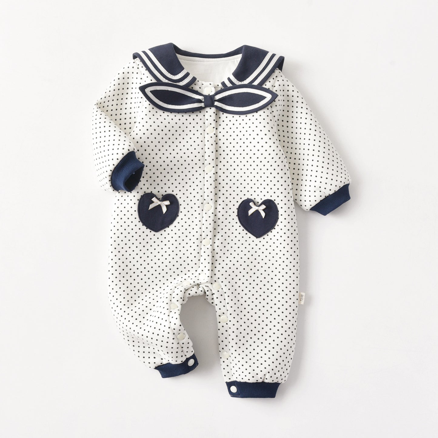 Baby Polka Dot Pattern Bow Patched Design Valentine’s Day Romper Jumpsuit My Kids-USA