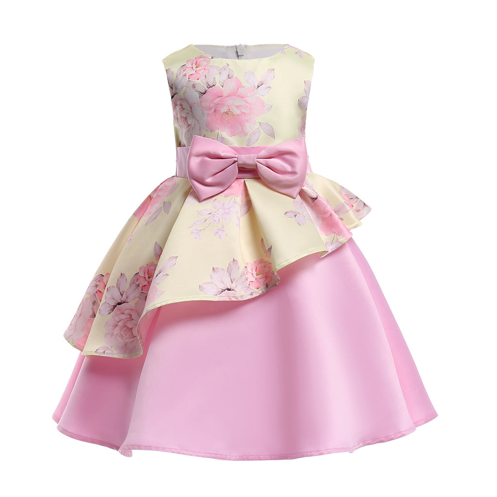 Baby Girl Floral Pattern Bow Tie Princess Tutu Dress Formal Dress MyKids-USA Baby Girl Floral Pattern Bow Tie Princess Tutu Dress Formal Dress MyKids-USA