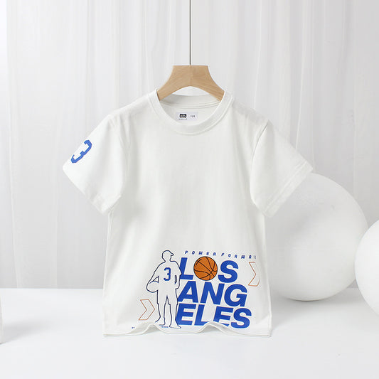 Baby Print Pattern Crewneck Short Sleeve Cotton T-Shirt