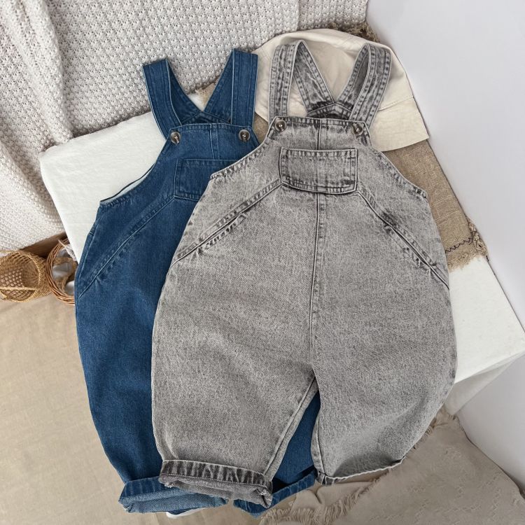Baby Unisex Washed Denim Fabric Loose Overall My Kids-USA