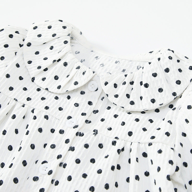 Baby Girl Polka Dot Print Pattern Doll Neck Cute Shirt Blouses