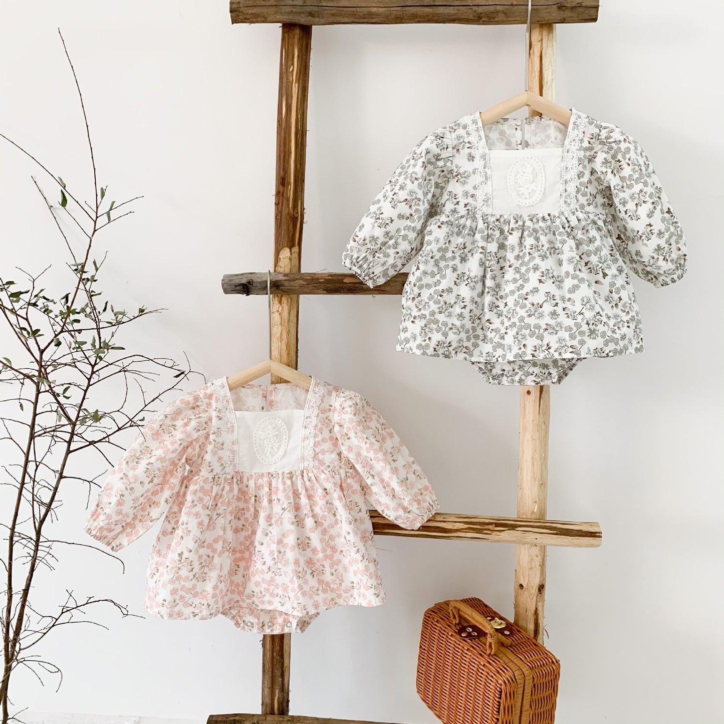Baby Girl Little Floral Print Long Sleeve Outfit Dress