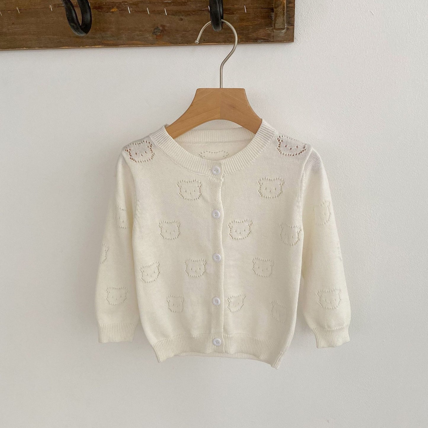 Baby Girl Hollow Carved Design Thin Style Soft Cotton Cardigan