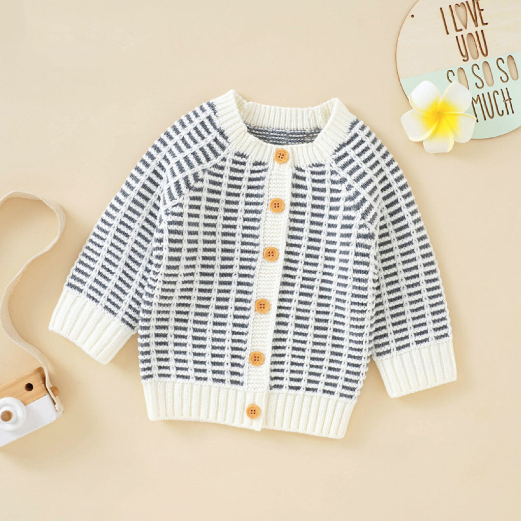 Baby Solid Color Single Breasted Design Knitted Cardigan My Kids-USA