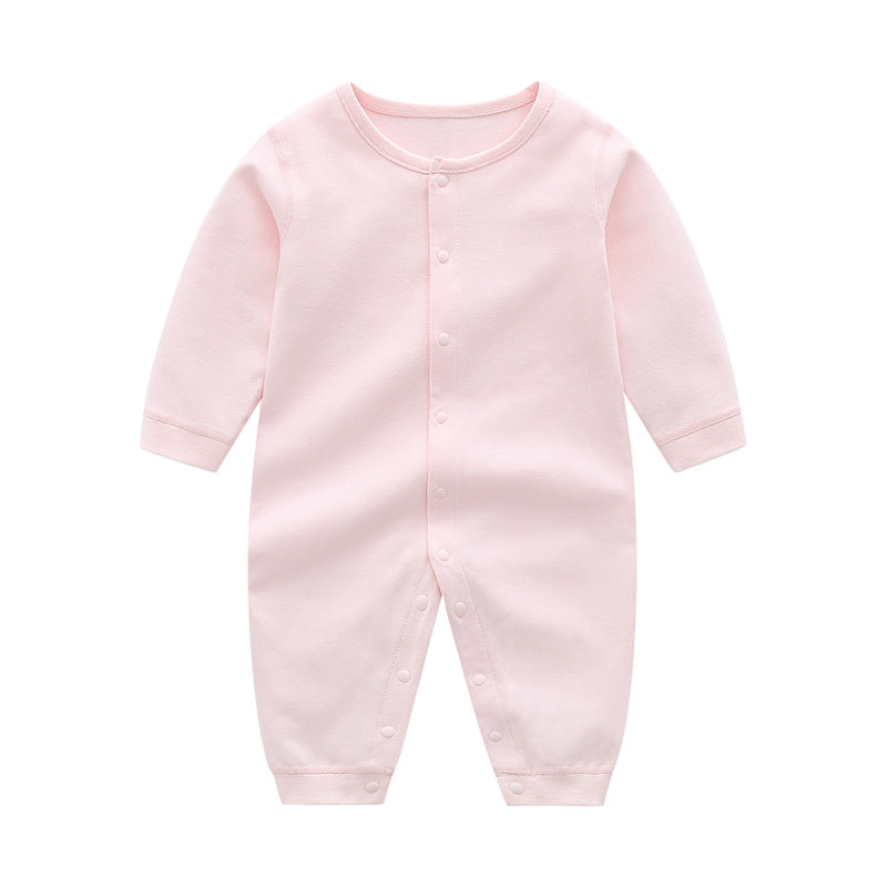Baby Solid Color Full Button Front Design Organic Cotton Jumpsuit My Kids-USA