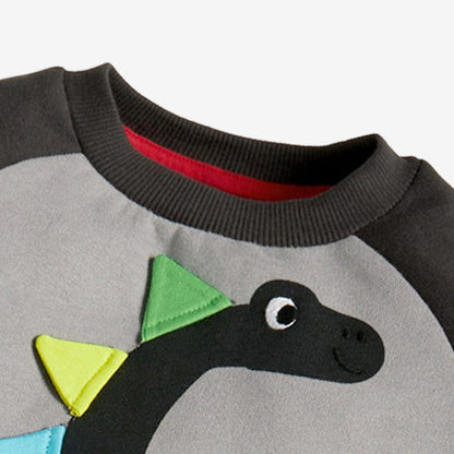 Baby Boy Cartoon Dinosaur Pattern Colorblock Design Hoodies Sets My Kids-USA
