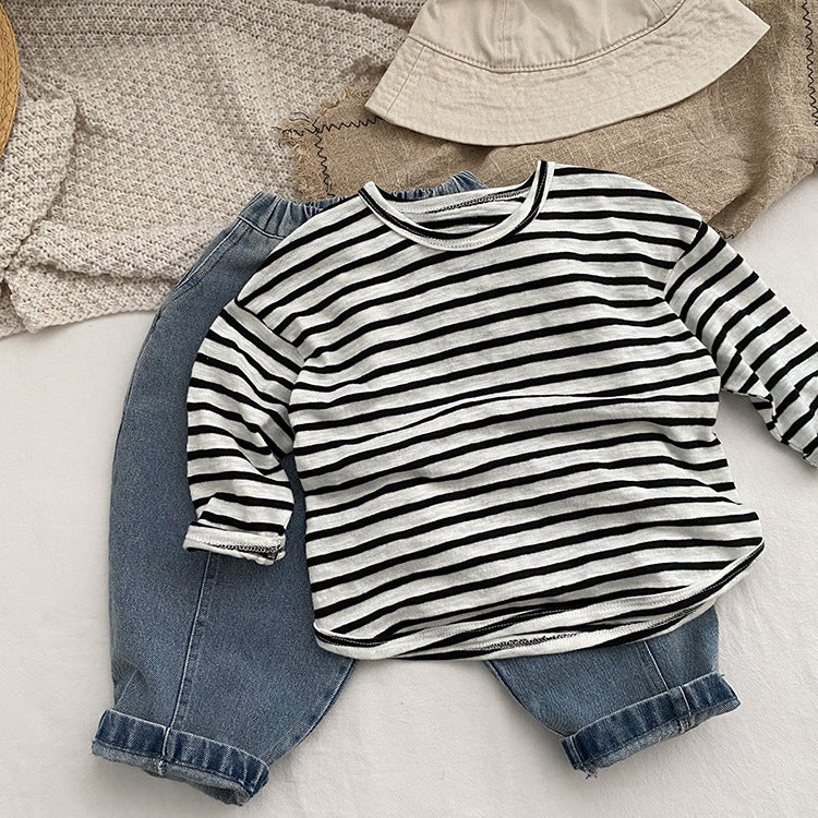 Baby Striped Graphic Long Sleeve Soft Cotton Loose Shirt, MyKids-USA®, Baby & Toddler Outerwear, MyKids-USA -  -  -  -  -  -  - 