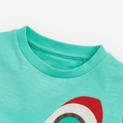 Baby Boy Rocket Print Pattern Crewneck Cotton Short Sleeve Tops
