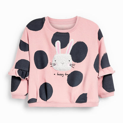 Baby Girl Cartoon Bunny & Dot Pattern Hoodie Combo Trousers Fashion Autumn Sets My Kids-USA