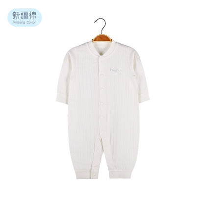 Baby Solid Color Pit Strip Fabric Single Breasted Design Cotton Jumpsuit Pajamas My Kids-USA
