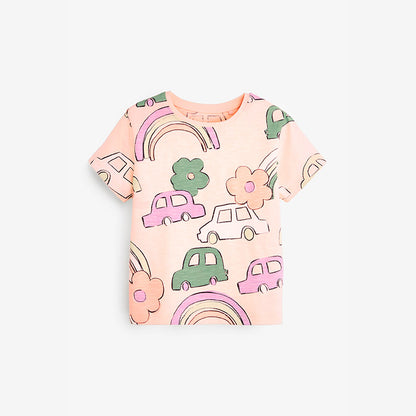 Camiseta linda de moda de manga corta con estampado de niña bebé 